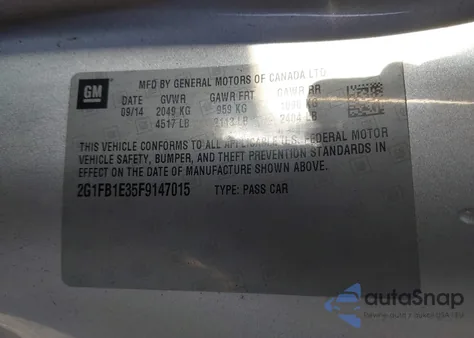 2015 Chevrolet Camaro 2Ls from USA, damaged, VIN 2G1FB1E35F9147015